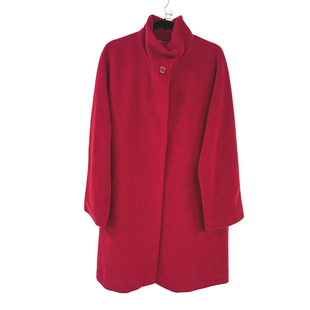 Hilary Radley Funnel Neck Alpaca Wool Swing Coat L Red Quiet Luxury - Picture 2 of 14